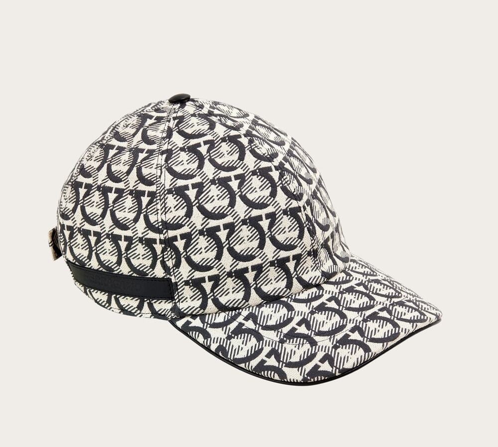 Salvatore Ferragamo Black/Brown Gancini Logo Detailed Adjustable Cap $390.00